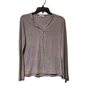 George Loves by Anthropologie Grey Washed Henley Long Sleeve T-Shirt